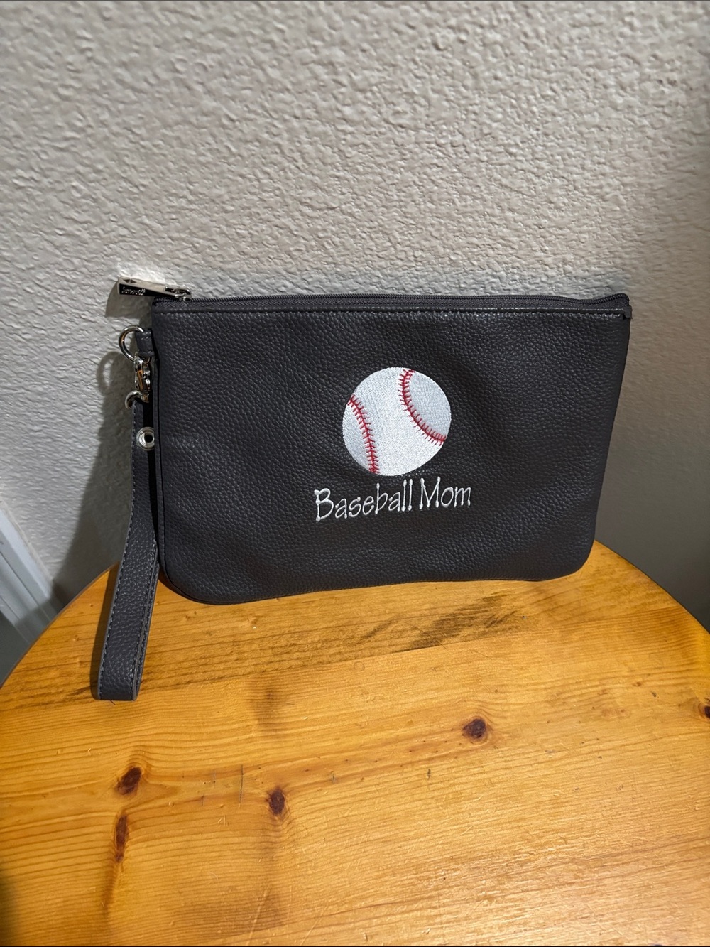 Jewell Baseball Mom Brown Wristlet Pouch